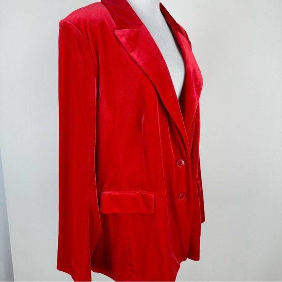 Lane Bryant Red Velvet Two Button Stretch Blazer Size 24 - Picture 6 of 14